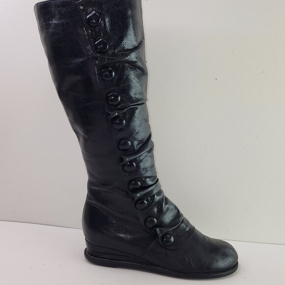Miz Mooz Black Leather Button Tall Winter Boots (6.5 US) - Picture 4 of 10
